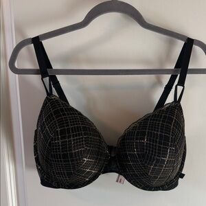 Victoria's Secret Black Bra with Gold Grid Detail